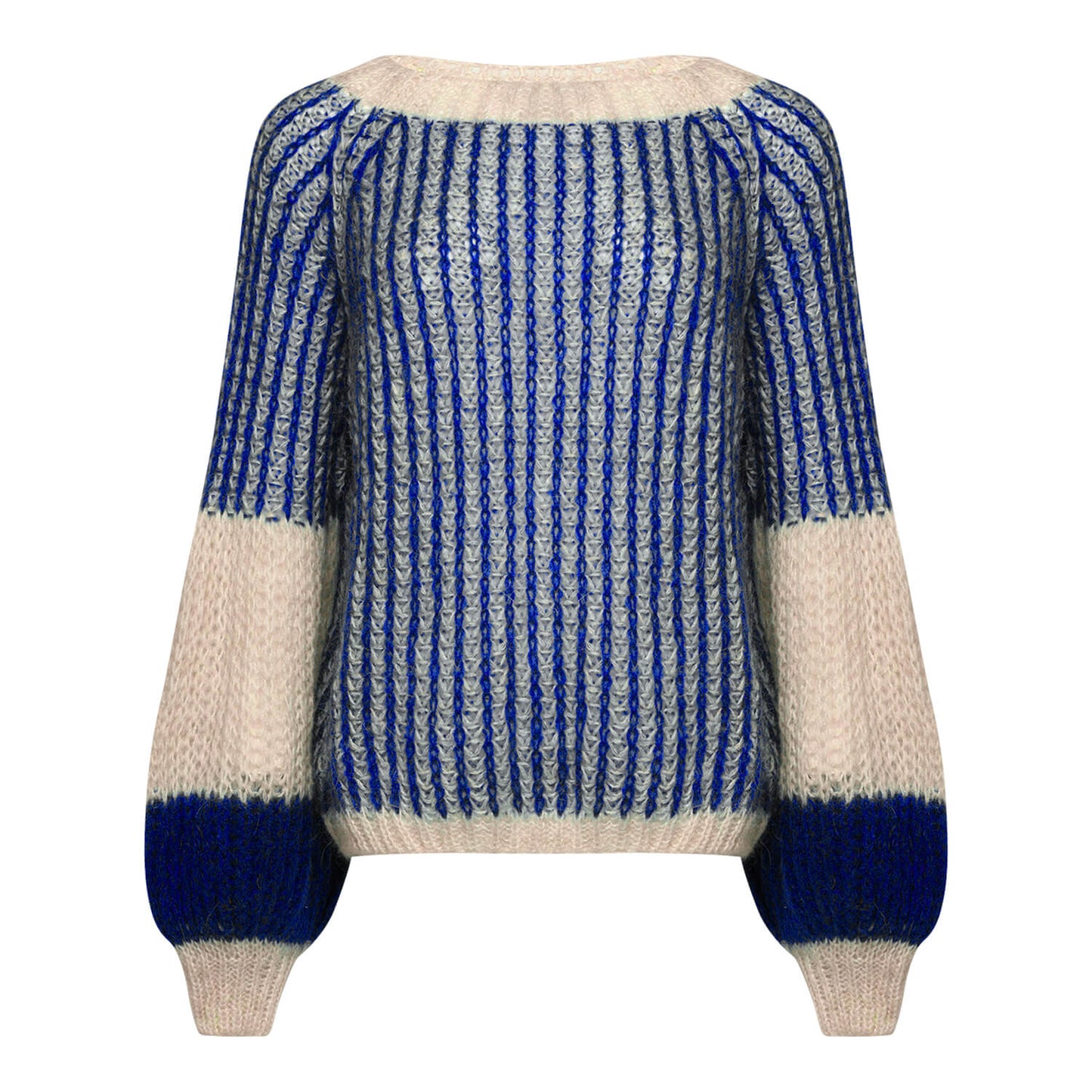 Liana Knit Sweater | Cream/Cobalt