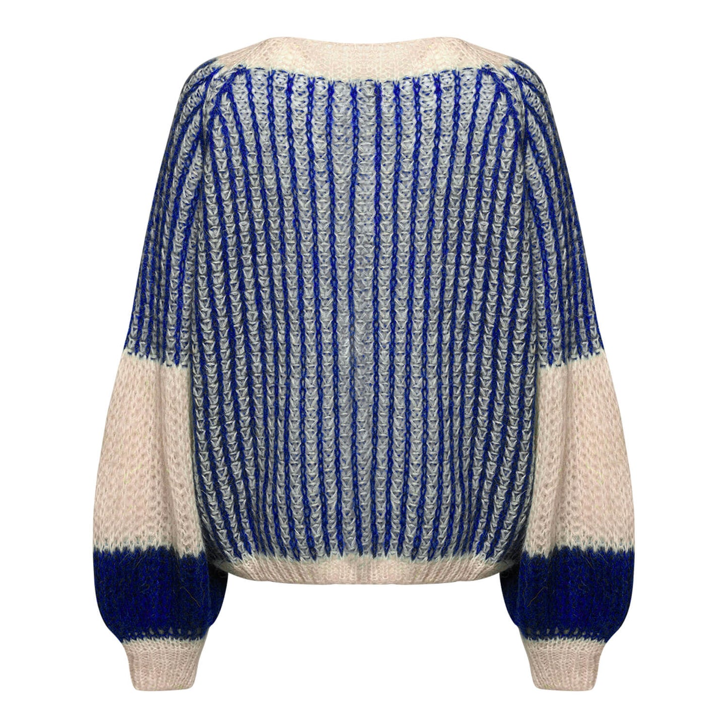 Liana Knit Sweater | Cream/Cobalt