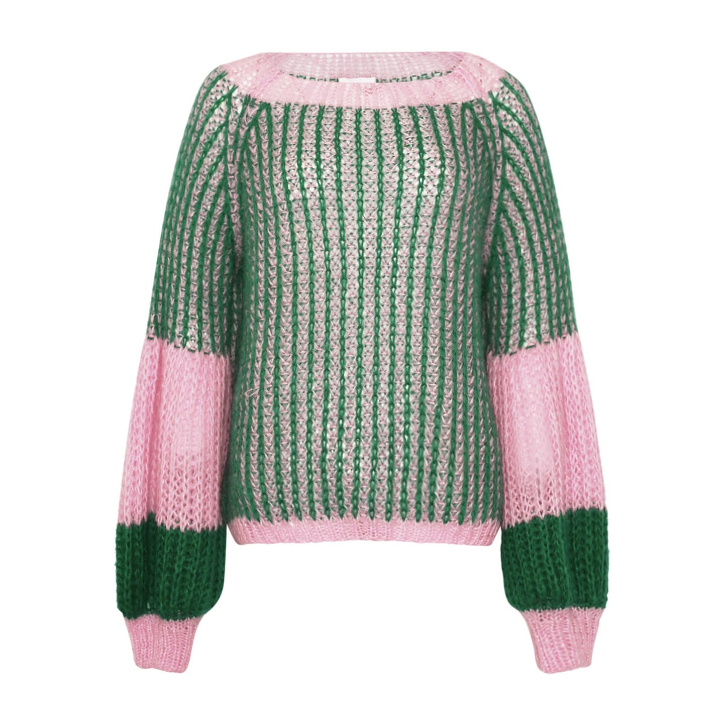 Liana Knit Sweater | Green & Bubblegum