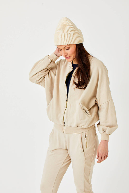 Mabel Bomber Jacket | Almond Milk