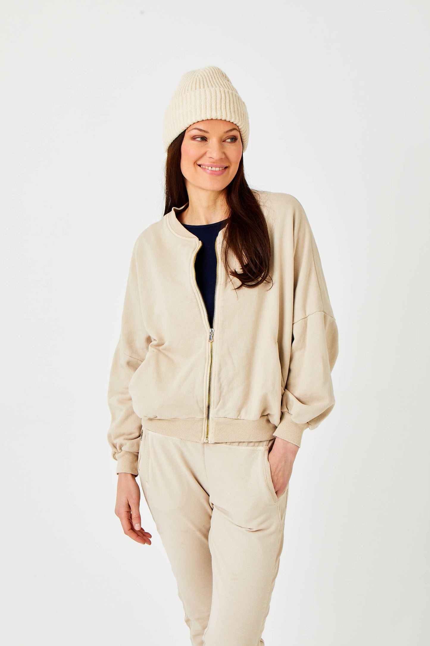 Mabel Bomber Jacket | Almond Milk