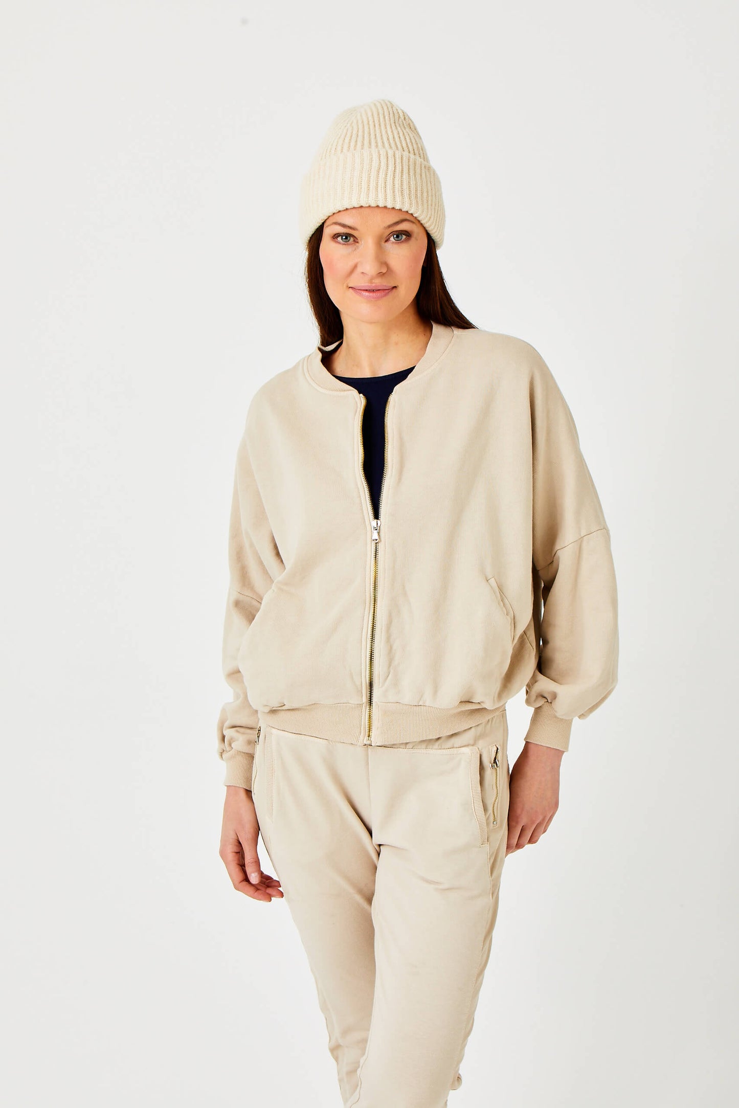 Mabel Bomber Jacket | Almond Milk