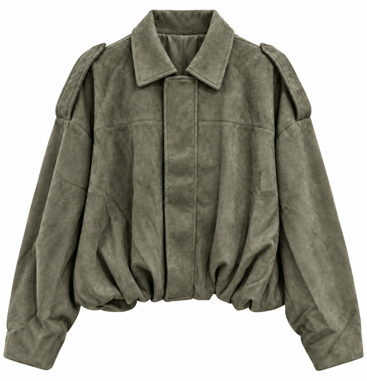 Suede Bubble Hem Bomber |  Khaki