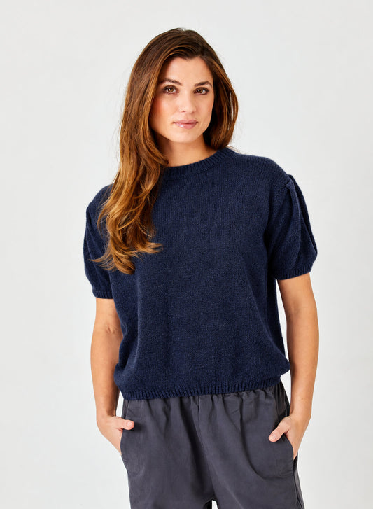 Liliana Puff Sleeve Knit | Navy