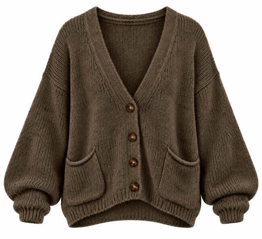 Fleur Cardigan | Moss Olive Brown