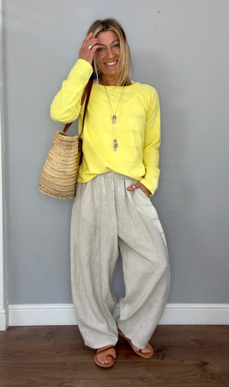 Rio Linen Barrel Trousers | Natural