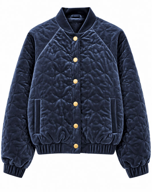 Beak Street Velvet Bomber | French Navy
