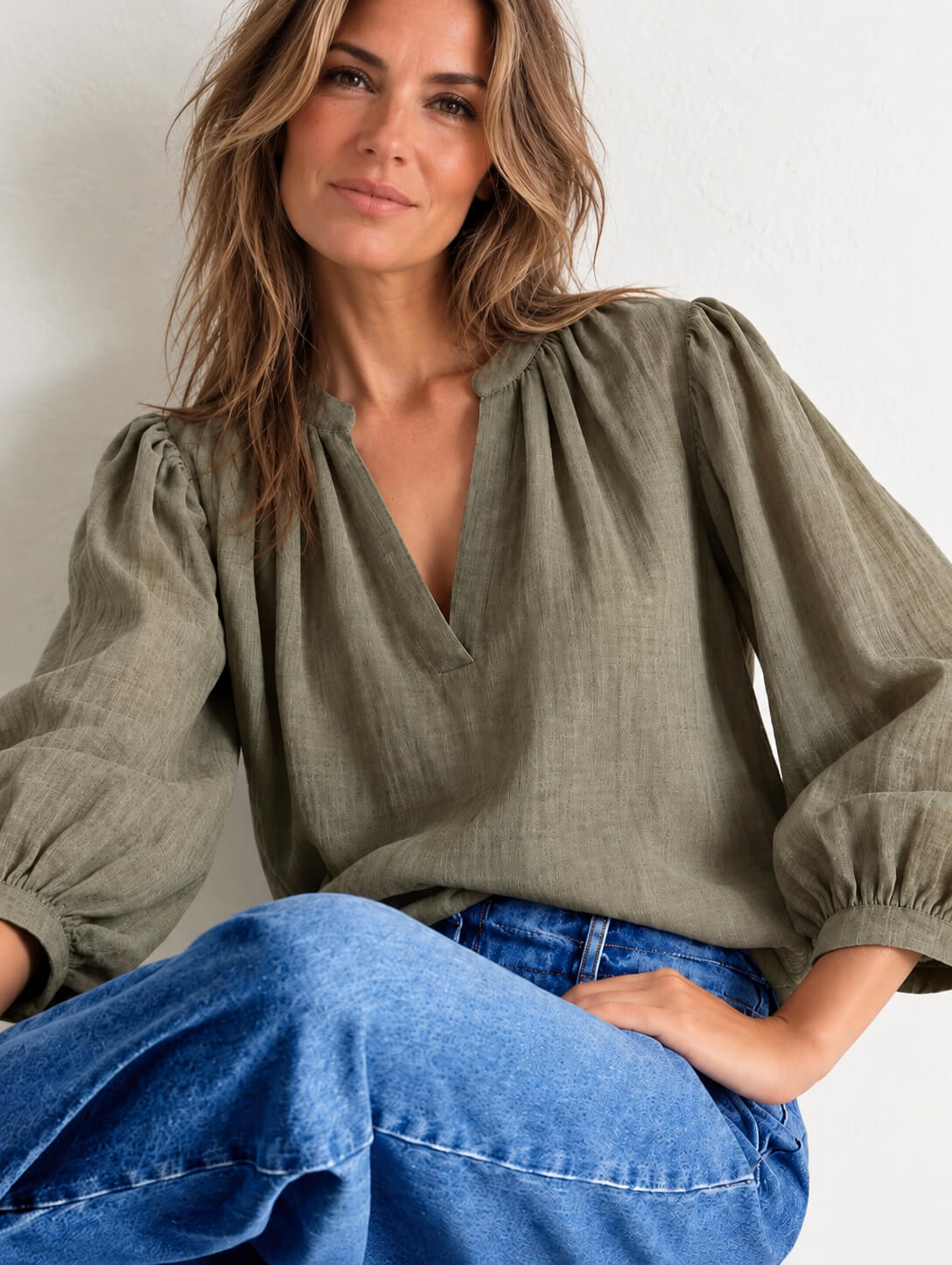 The Nora Cotton Voile Blouse | Khaki