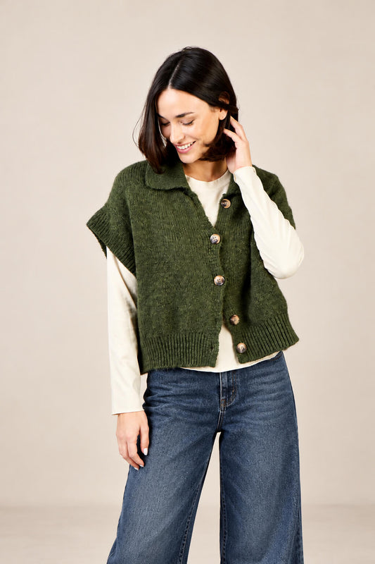 The Monty Knitted Gilet | Moss Green