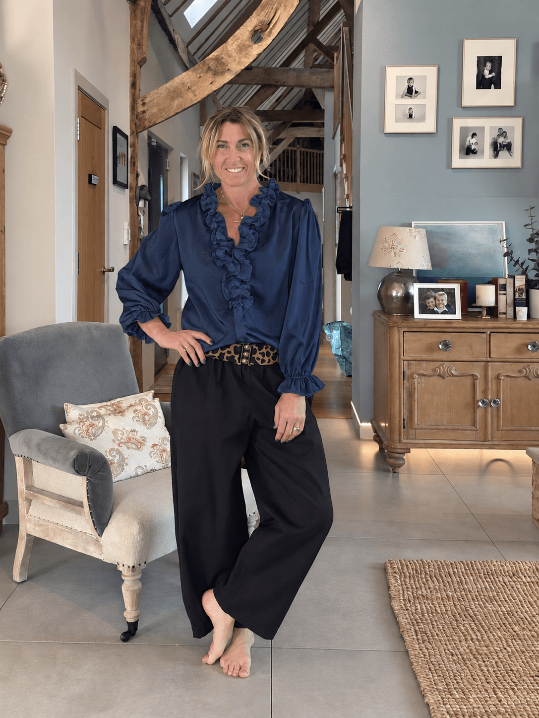 Bella Ruffle Blouse | Navy
