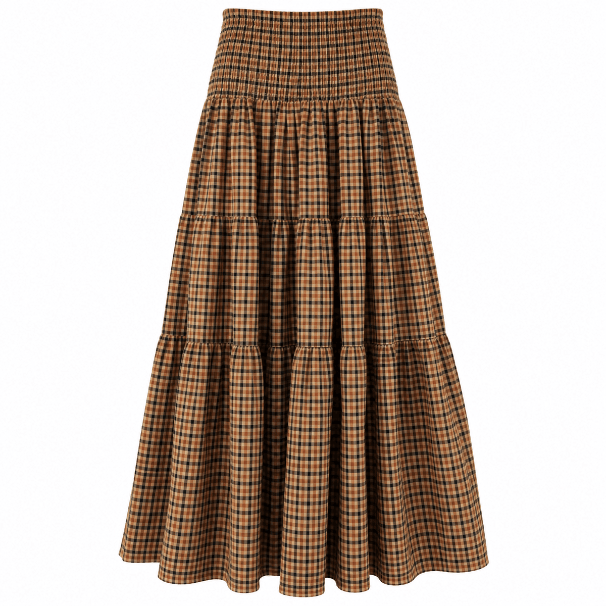Isla Check Maxi Skirt | Camel
