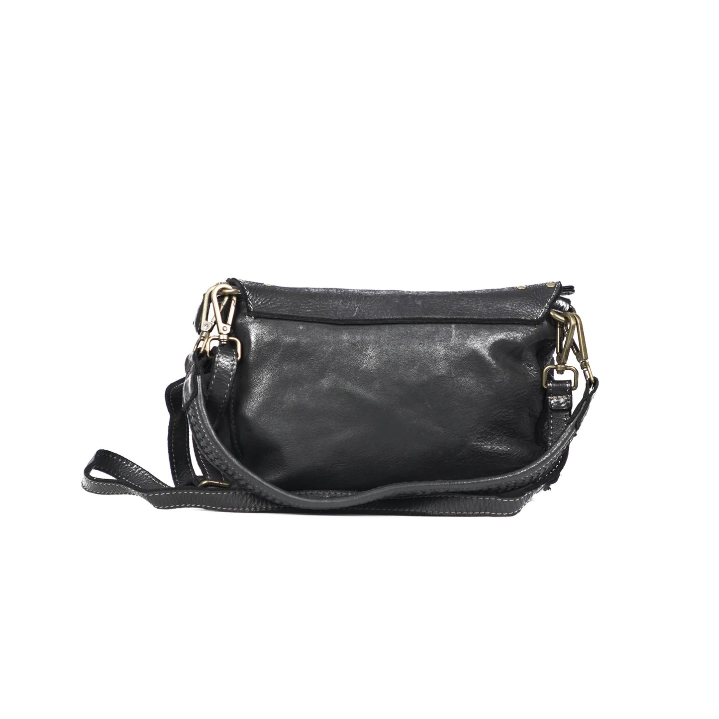 Studded Vintage Leather Bag | Black