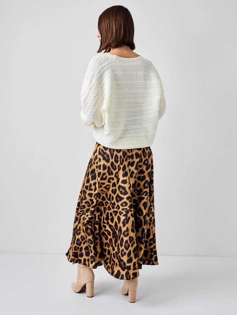 Satin Leopard Skirt