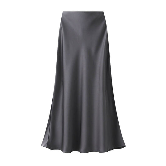 Duchess Satin Skirt | Gunmetal