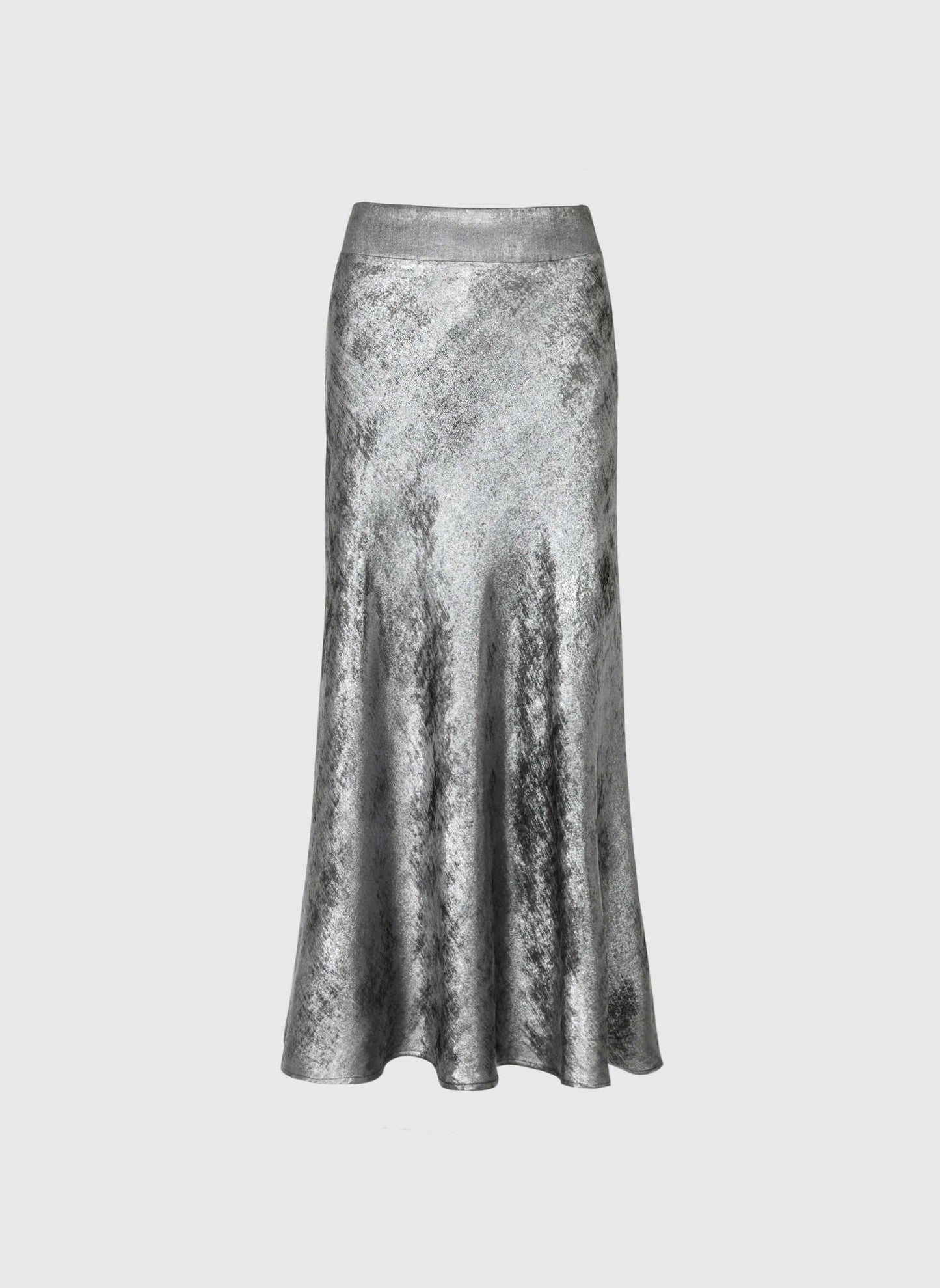 Silver Metallic Midi-Maxi Skirt