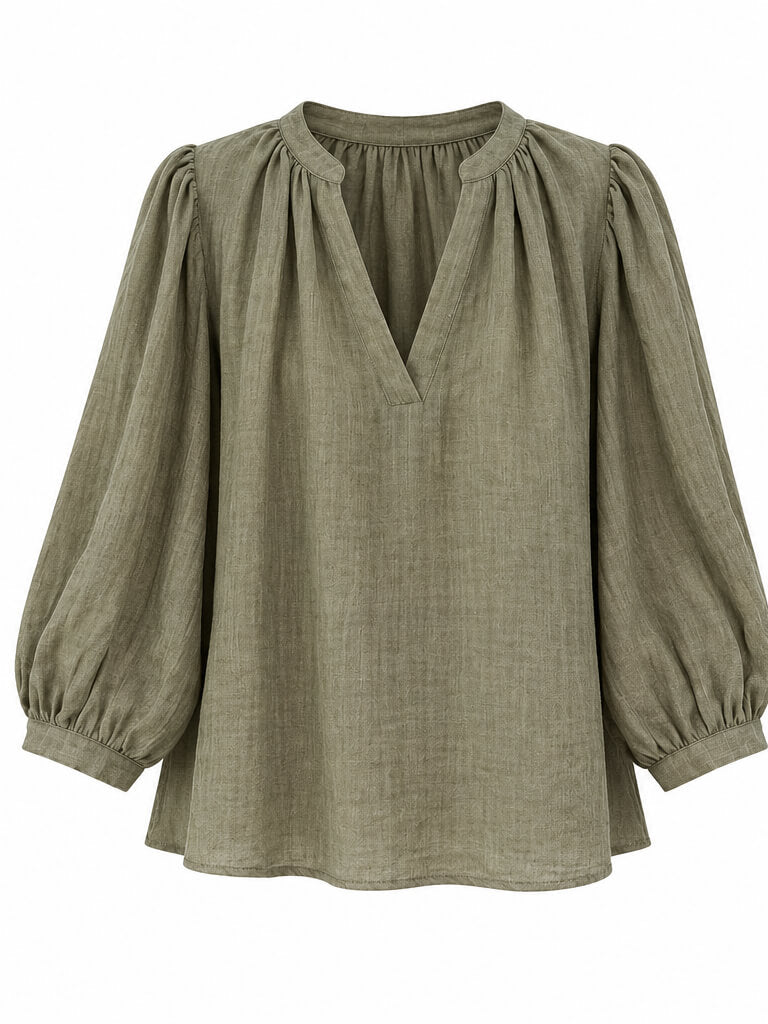 The Nora Cotton Voile Blouse | Khaki