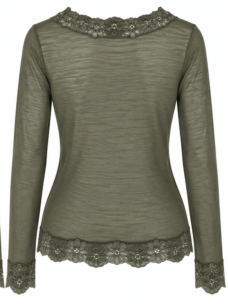 The Lace Cashmere Blend Body Hug | Khaki