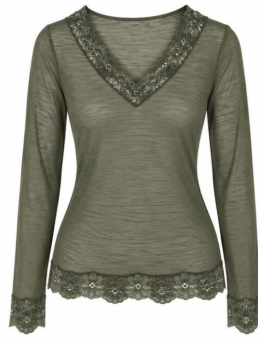 The Lace Cashmere Blend Body Hug | Khaki