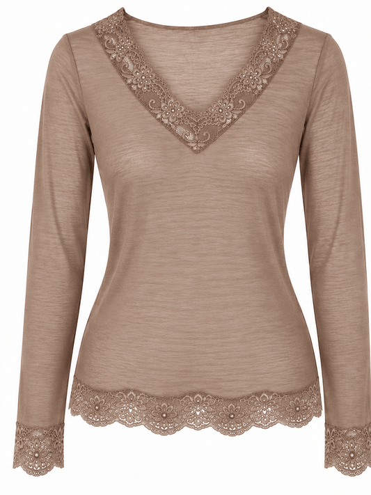 The Lace Cashmere Blend Body Hug | Light Mocha