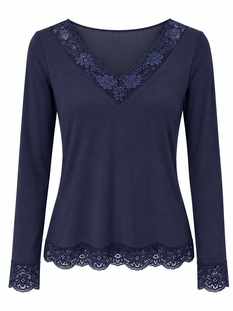The Lace Cashmere Blend Body Hug | Navy