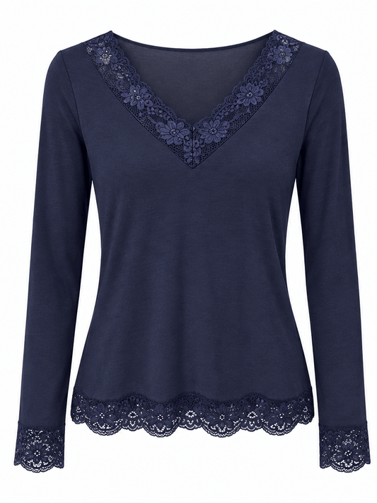 The Lace Cashmere Blend Body Hug | Navy