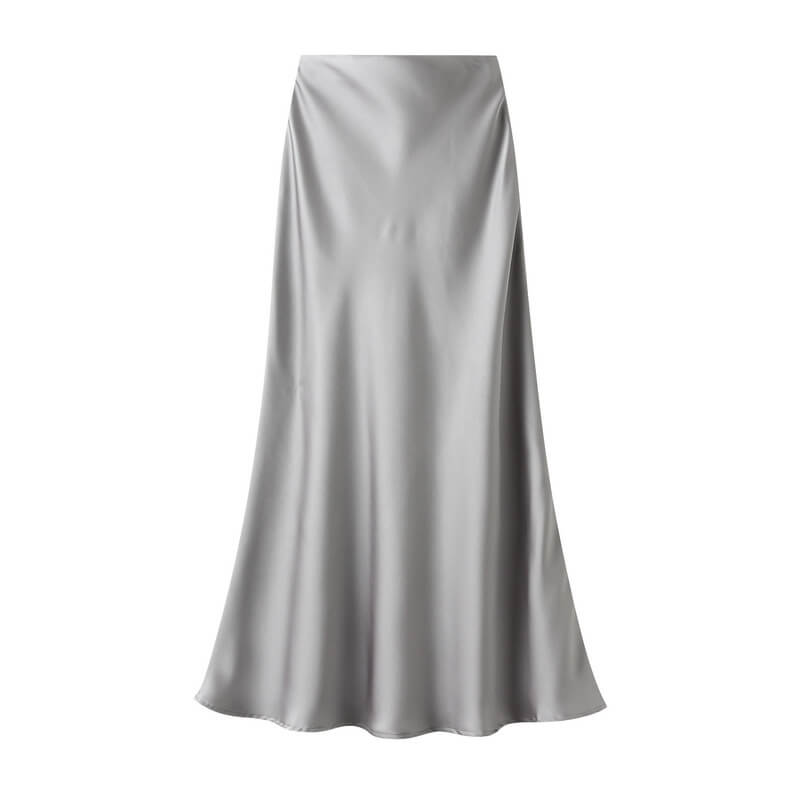 Duchess Satin Skirt | Silver