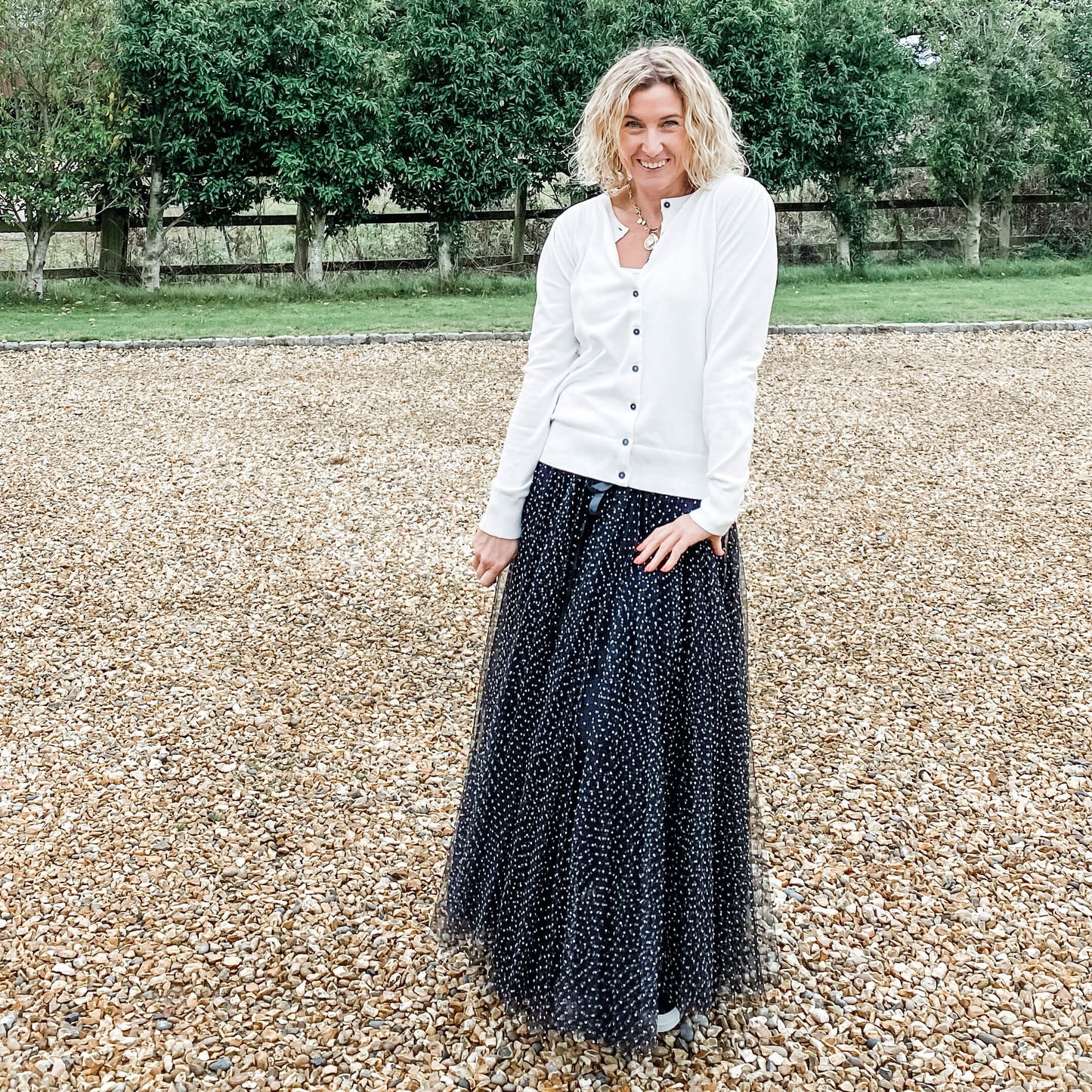 Dotty Tulle Skirt | Black & White