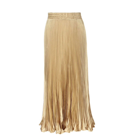 Jessica Satin Pleated Skirt | Gold