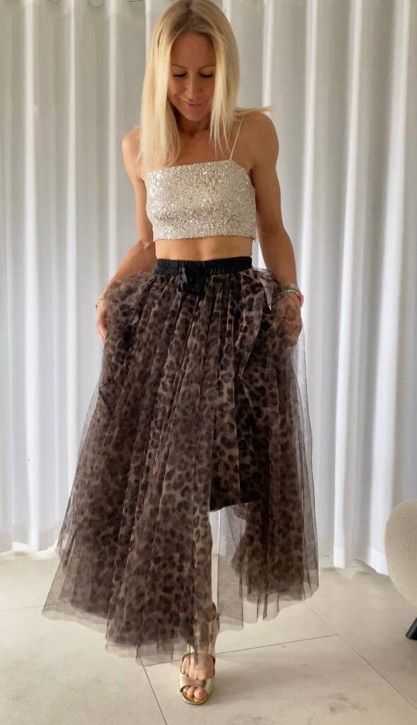 Leopard Tulle Skirt | Black/Brown
