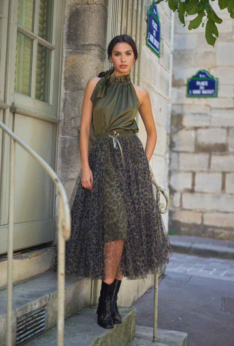 Leopard tulle outlet maxi skirt