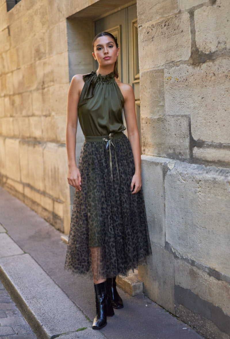 Long black 2025 khaki skirt