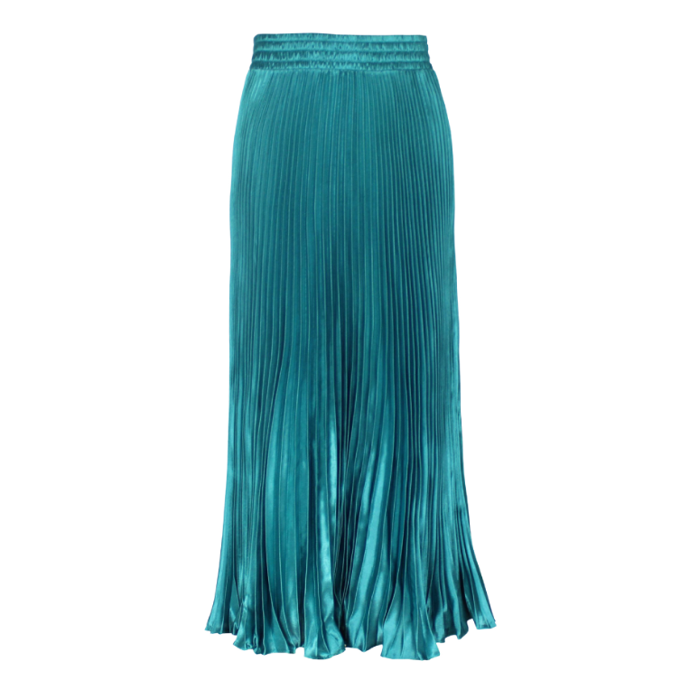 Jessica Satin Pleated Skirt | Lake Blue
