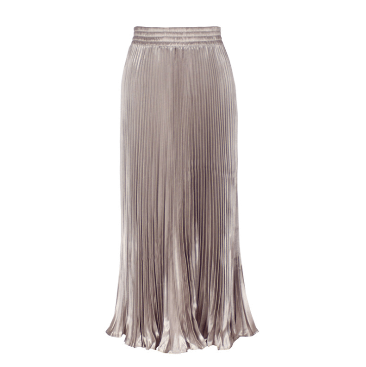 Jessica Satin Pleated Skirt | Champagne